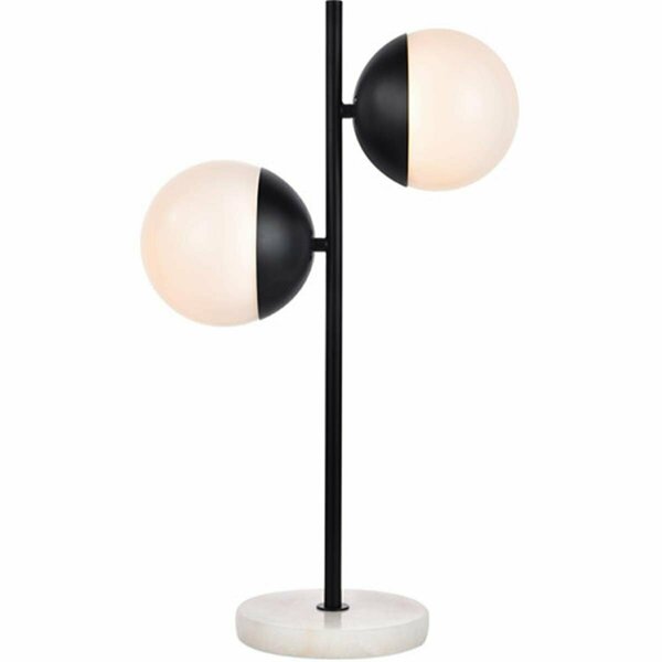 Cling Eclipse 2 Light Table Lamp with Frosted White Glass, Black CL2218897